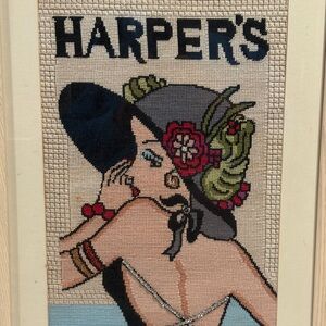 Harper's Needlepoint Art with Deco Woman in Hat